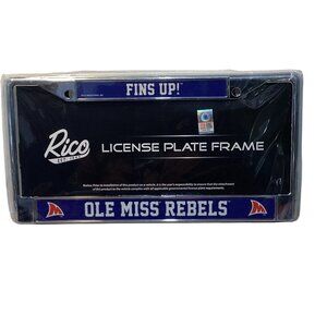 Ole Miss Rebels FINS UP Chrome Metal License Plate Frame Licensed NCAA New